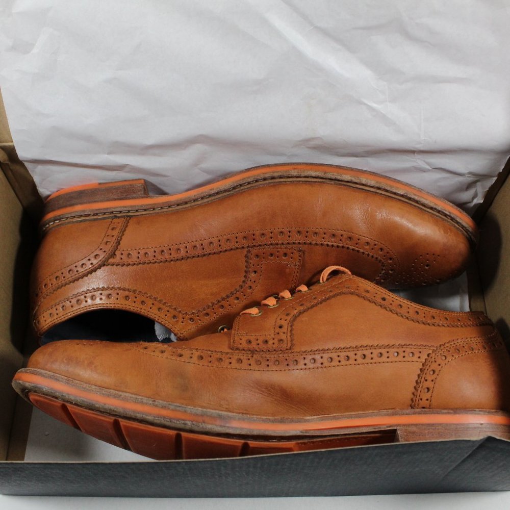 Cole Haan Men's Wing Tip Leather Oxford Shoes - British Tan 12 US / 45 EU - Picture 5 of 6